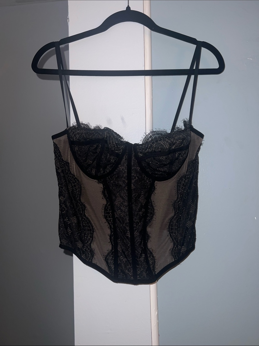 Urban Outfitters Black Lace Sheer Corset Top